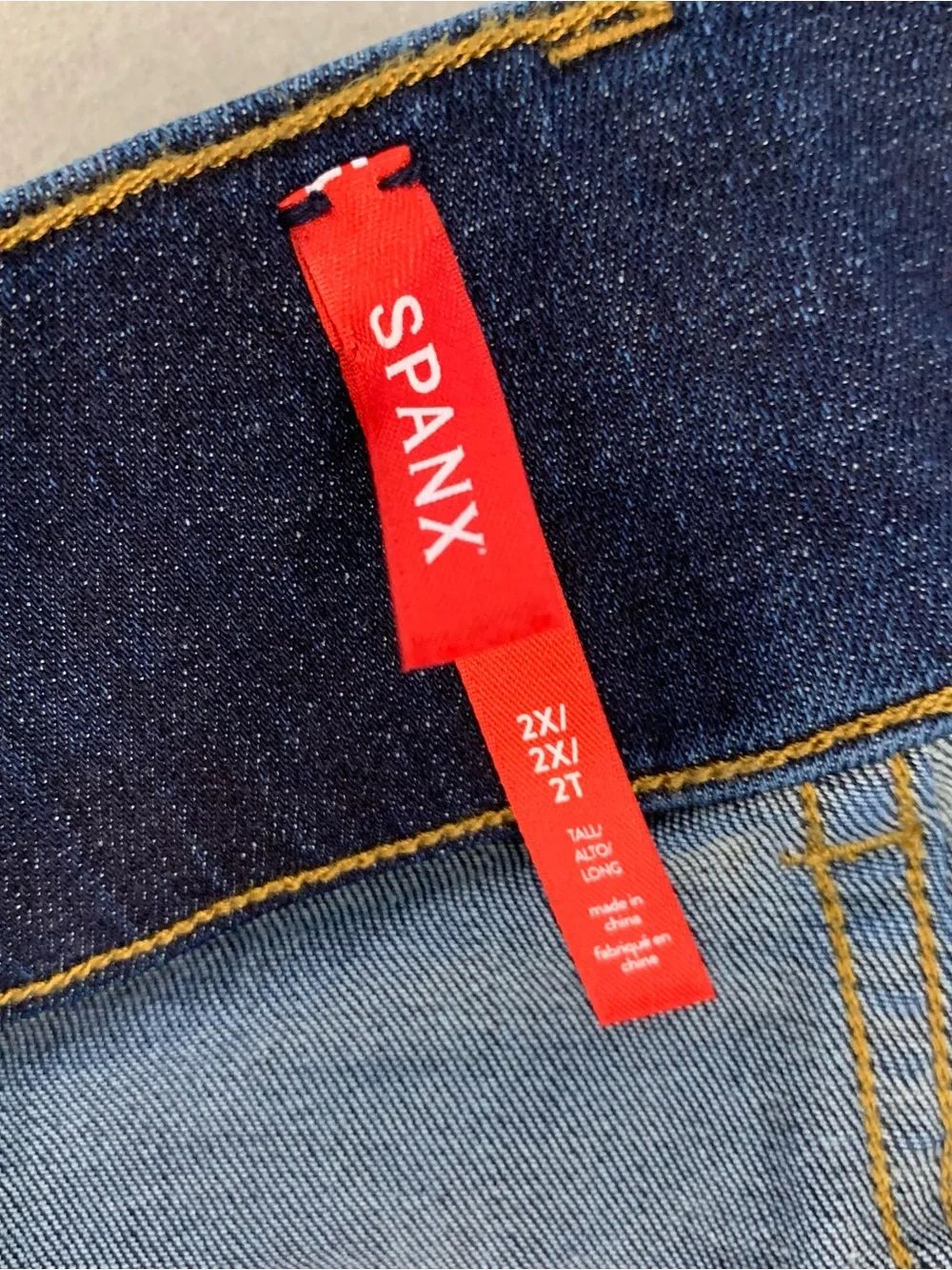 SPANX High Rise Flare Jeans Size 2X Tall Women Blue Denim Tummy Control Wide Leg